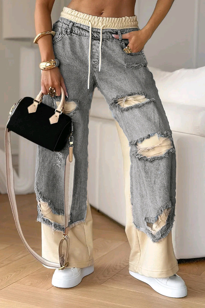 Femme Jogger Denim Détérioré Urbain Chic & Stil