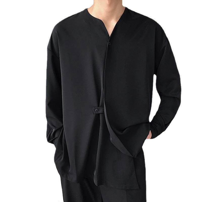 Men's casual long sleeve t-shirt with innovative high collar and practical pockets Lune London