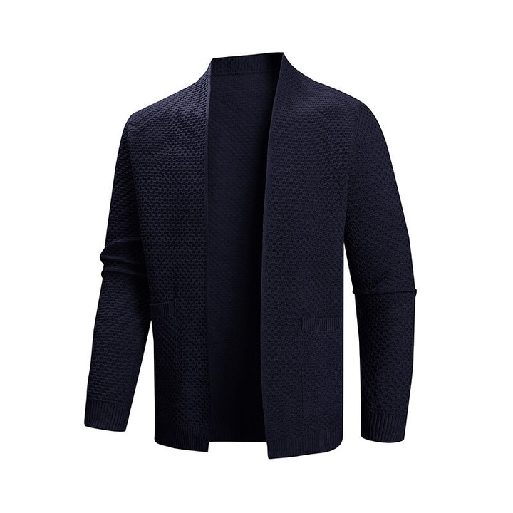 Men's knitted jacket with a modern texture pattern and practical pockets Lune London