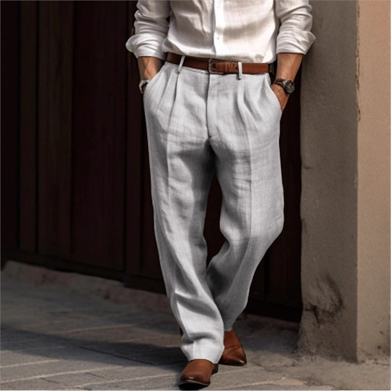 Pantalon en lin élégant pour hommes avec coupe décontractée et poches pratiques Chic und Stil