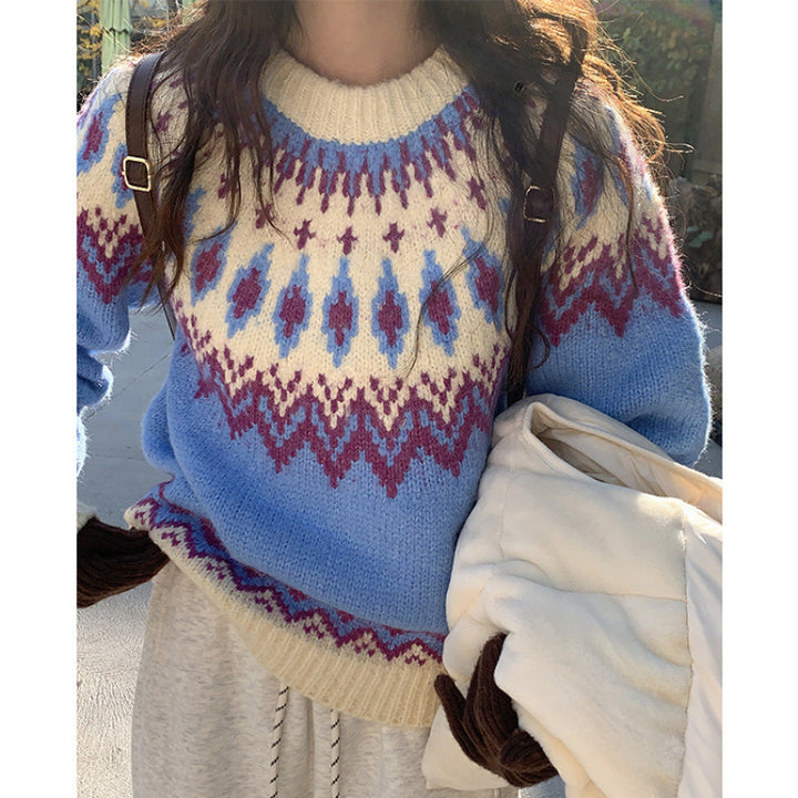 Pull en tricot épais pour femmes avec motif traditionnel et matériau doux Chic & Stil