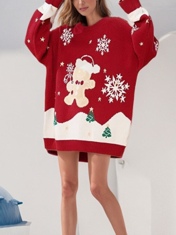 Cozy Christmas Knit Dress for Women with Fun Print Lune London
