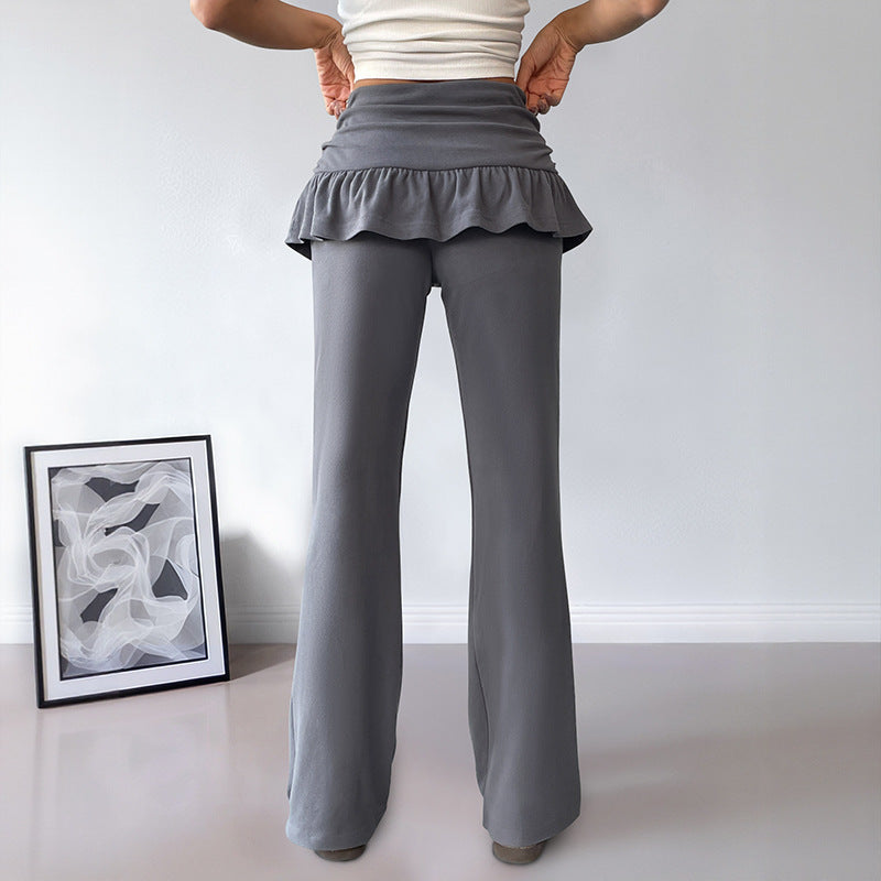 Women's leisure trousers with a frill belt and wide leg Lune London