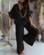 Lune London | Elegant Two-Piece Set Made of Chiffon Top and Wide Leg Pants