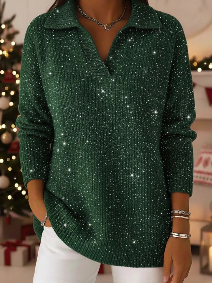 Pull en maille scintillante pour femmes avec col moderne Chic & Stil