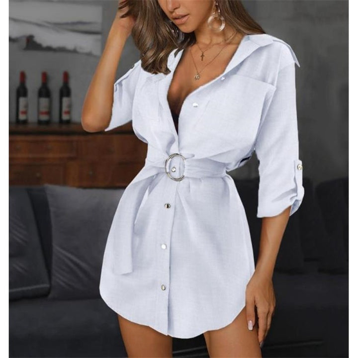 Short sleeve shirt dress for women with belt and high quality fabric Lune London