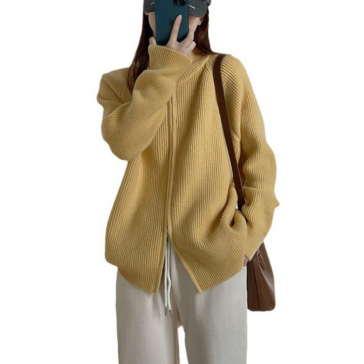 Cardigan pour femme avec col montant et fermeture éclair Chic & Stil
