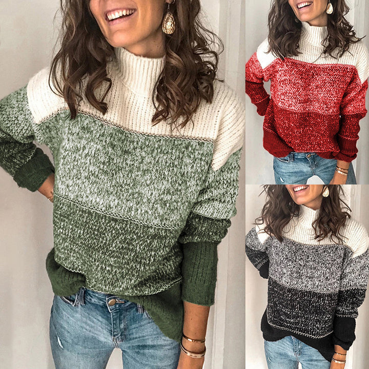 Pull femme en design moderne à structure avec col haut Lune London