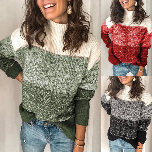 Pull femme en design moderne à structure avec col haut Lune London