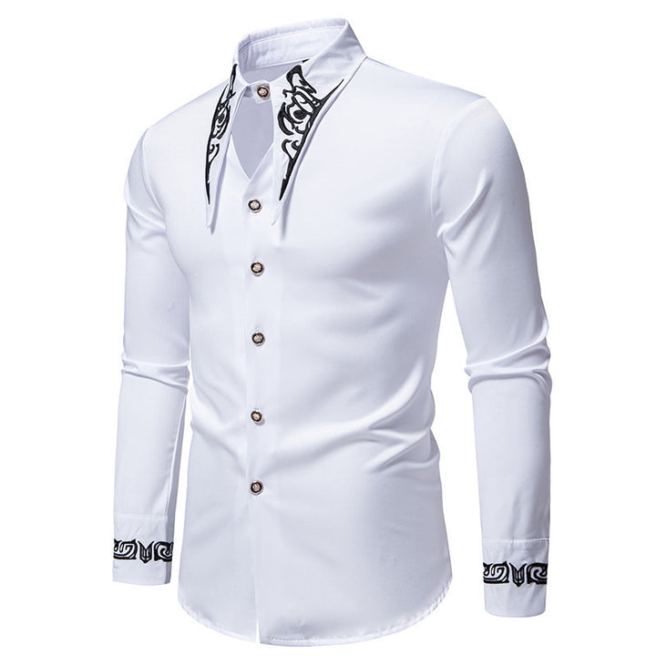 Elegant long sleeve shirt for men with an eye-catching collar pattern Lune London
