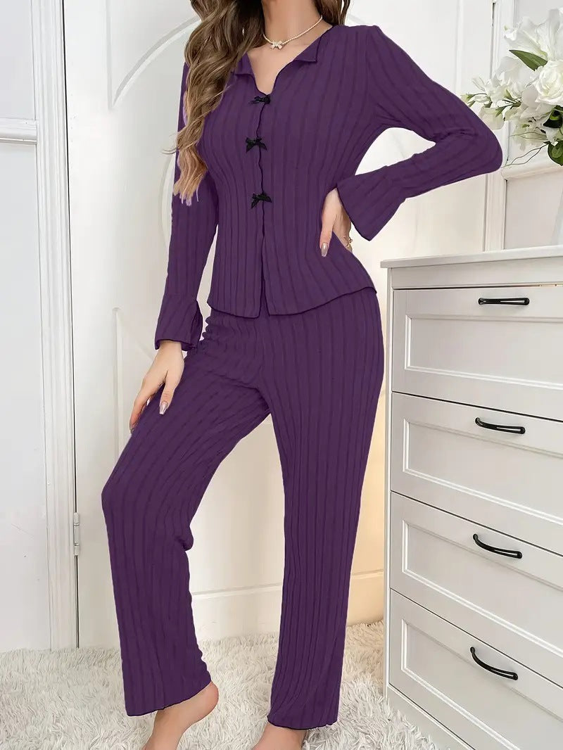 Ladies Luxurious Pajama Set with Fine Lune London Stripes