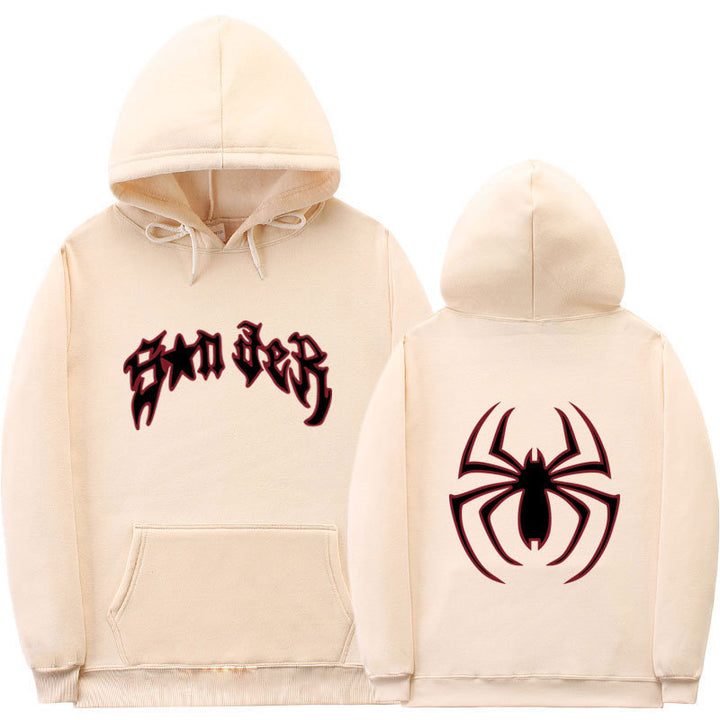 Women's hoodie with striking spider motif and coarse lettering Lune London