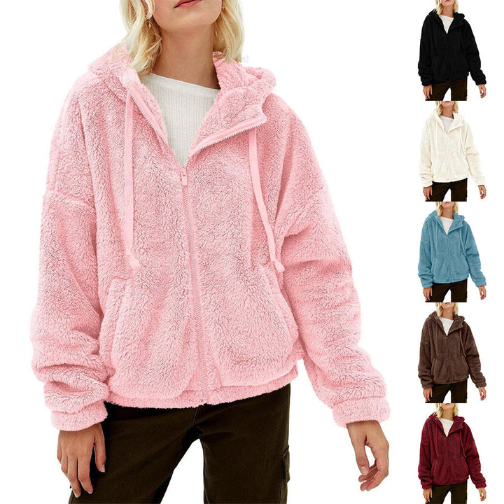 Lune London | Women's Fluffy Plush Jacket with Hood and Front Zip