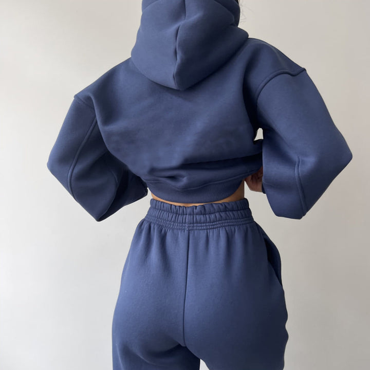 Casual cropped hoodie and jogger set for women Lune London