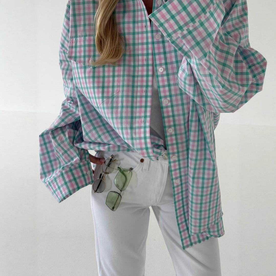 Casual plaid cotton shirt for women with a generous fit Lune London