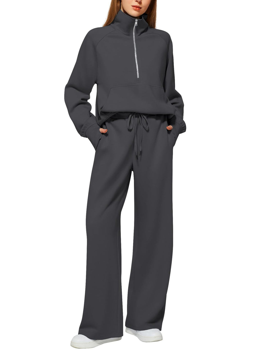 Lune London Women's Sports Loungewear Set with High Collar and Flared Legs