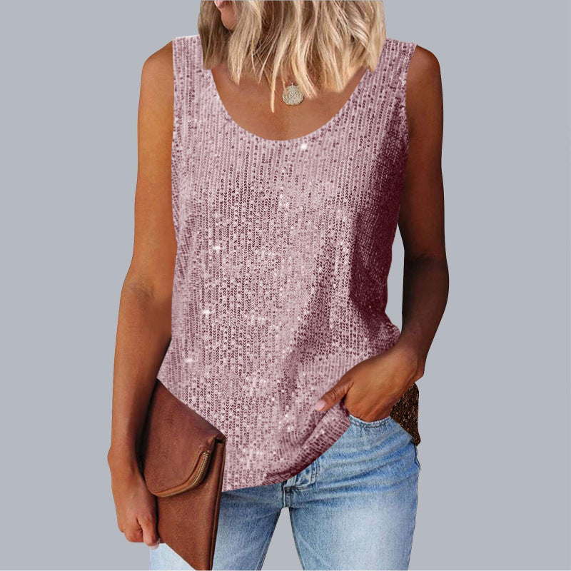 Ladies shimmering top with glistening fabric and figure-friendly cut Lune London