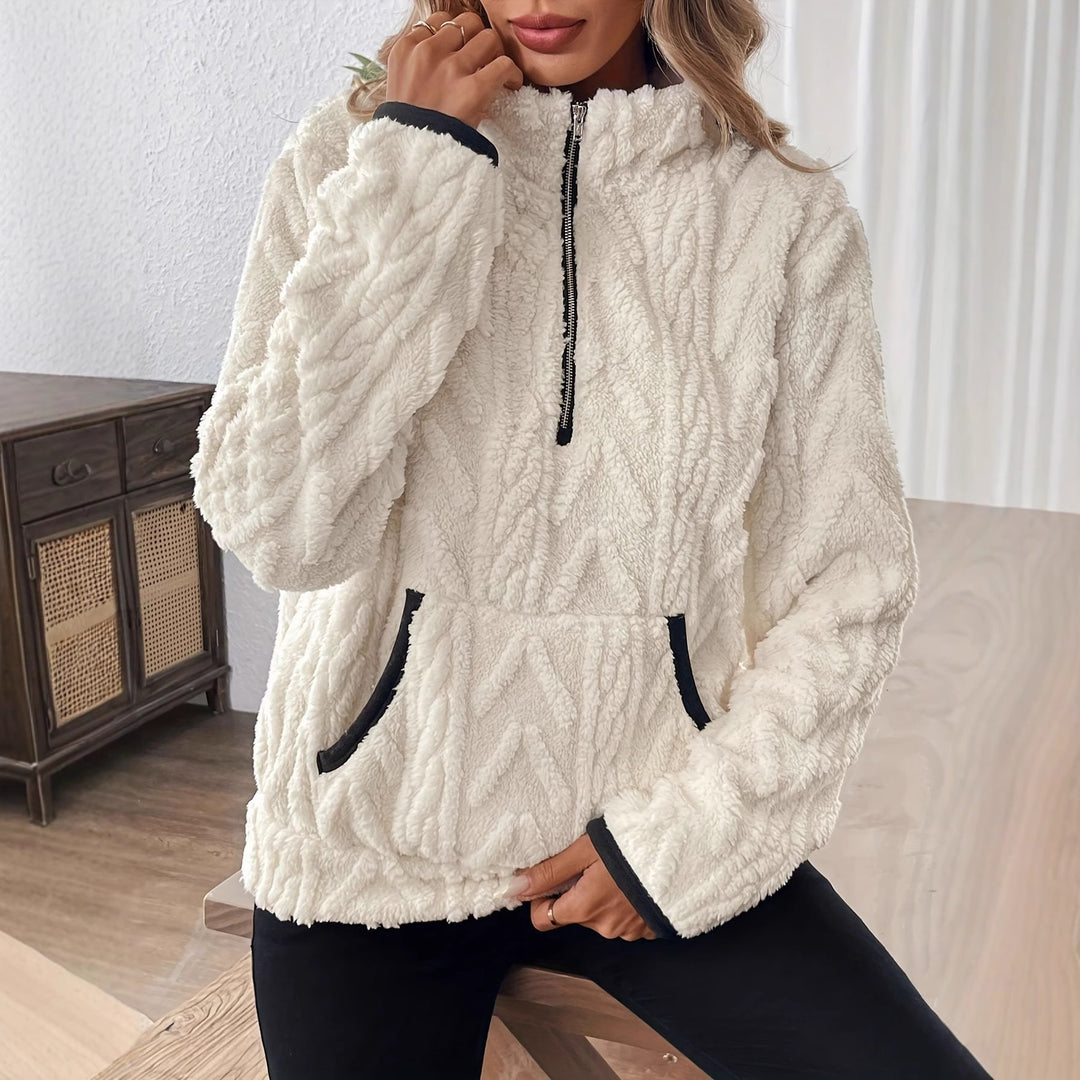 Ladies soft and comfortable fleece sweater with half-zip Lune London