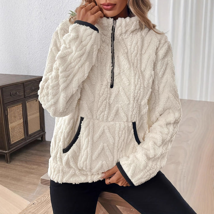 Ladies soft and comfortable fleece sweater with half-zip Lune London