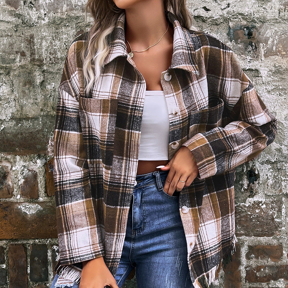 Lune London Women's Oversized Tartan Pattern Jacket