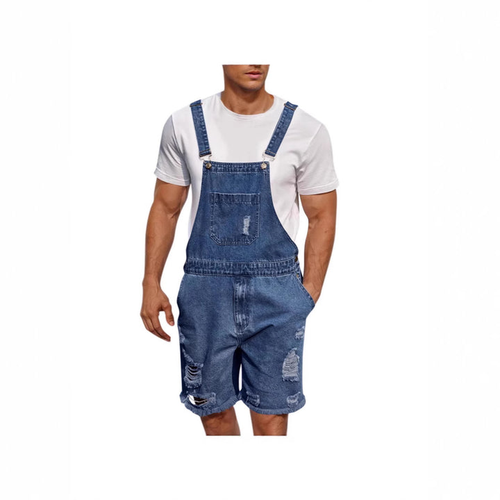 Men's denim overalls shorts in a casual design with patch pockets Lune London