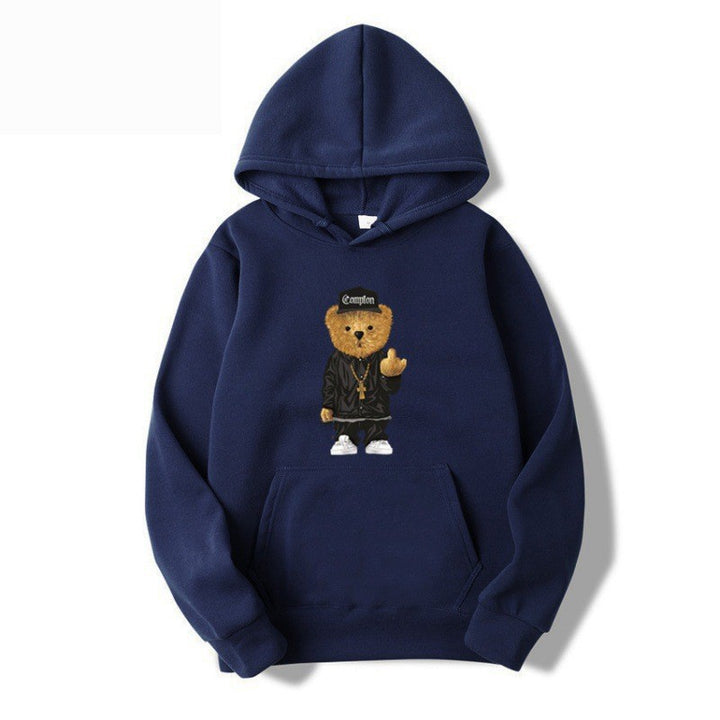 Women’s hoodie with artistic bear design and kangaroo pocket Chic & Stil