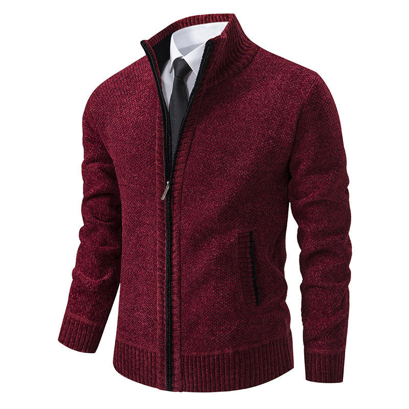 Elegant knitted jacket for men with modern zipper and high collar Lune London