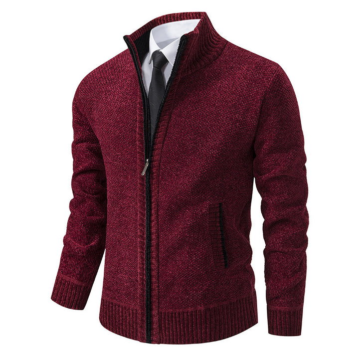 Elegant knitted jacket for men with modern zipper and high collar Lune London