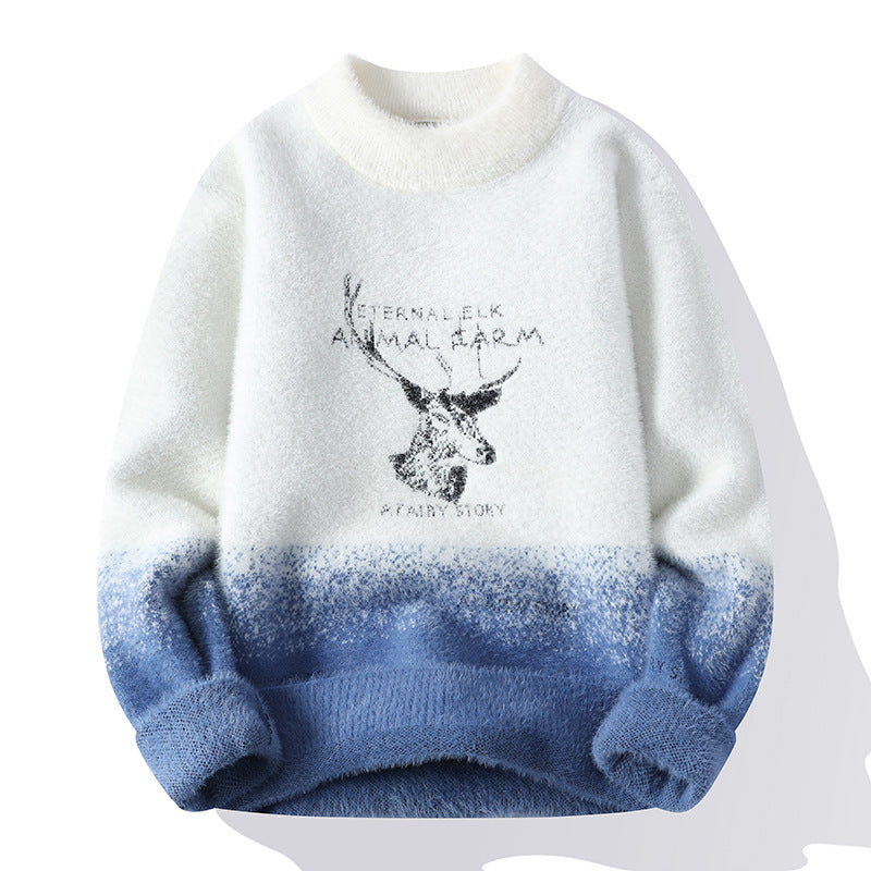 Ladies Cozy Winter Sweater with Creative Pattern and High Collar Lune London