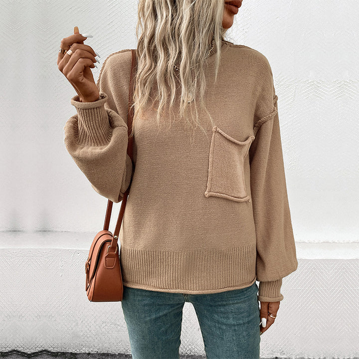 Casual sweater for women with decorative pocket application Lune London