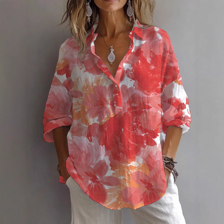Casual blouse for women with floral print and button placket Lune London