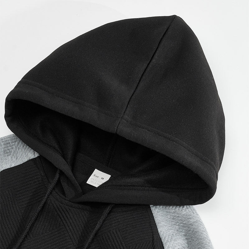Sporty hoodie for men with textured design and contrasting sleeves Lune London