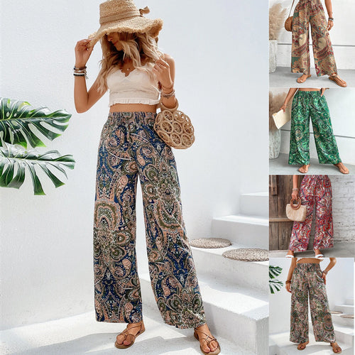 Wide Palazzo Pants for Women with an Elegant Paisley Pattern Lune London