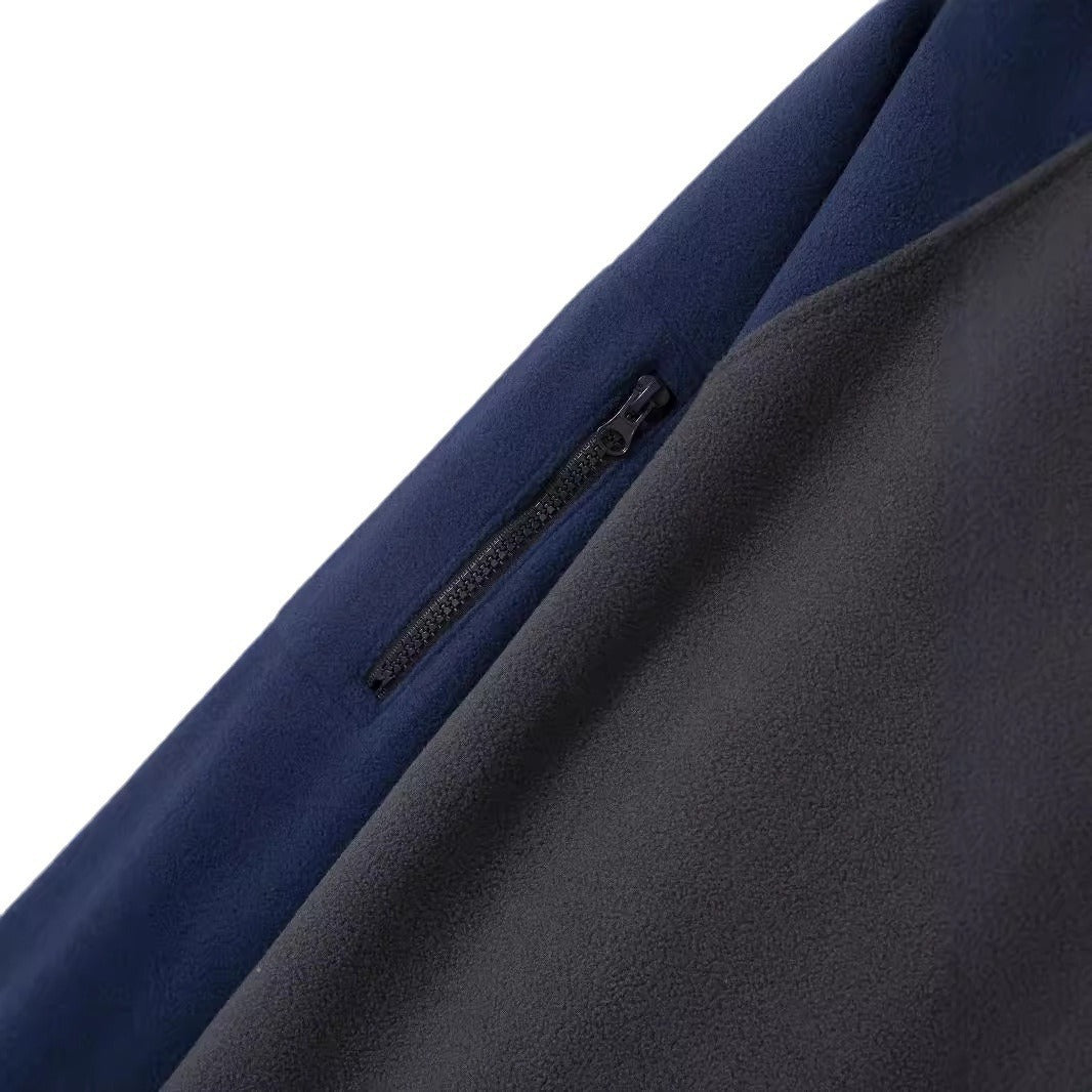 Fleece pullover for men with high collar and stand-up collar Lune London