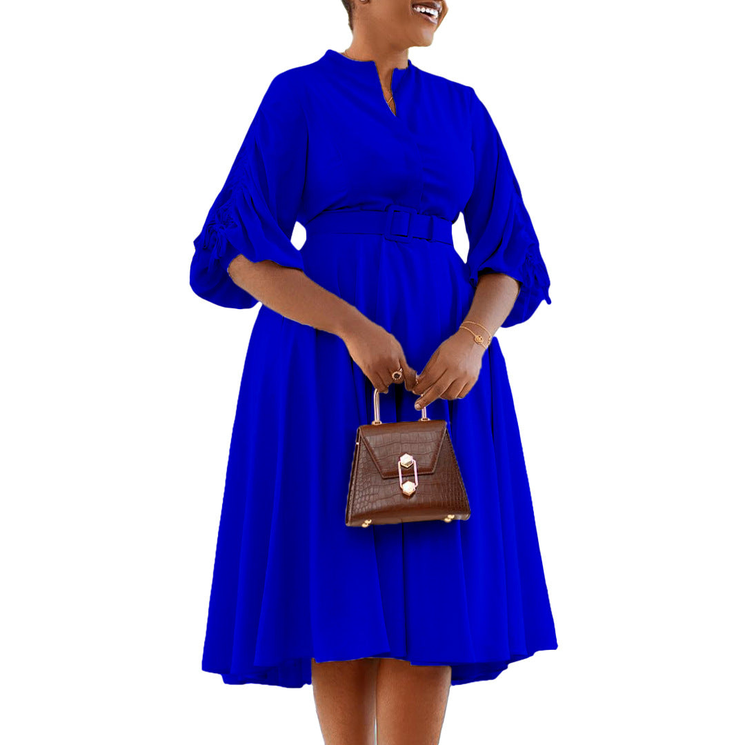 Dress for women with fitted belt and ruffled sleeves Lune London