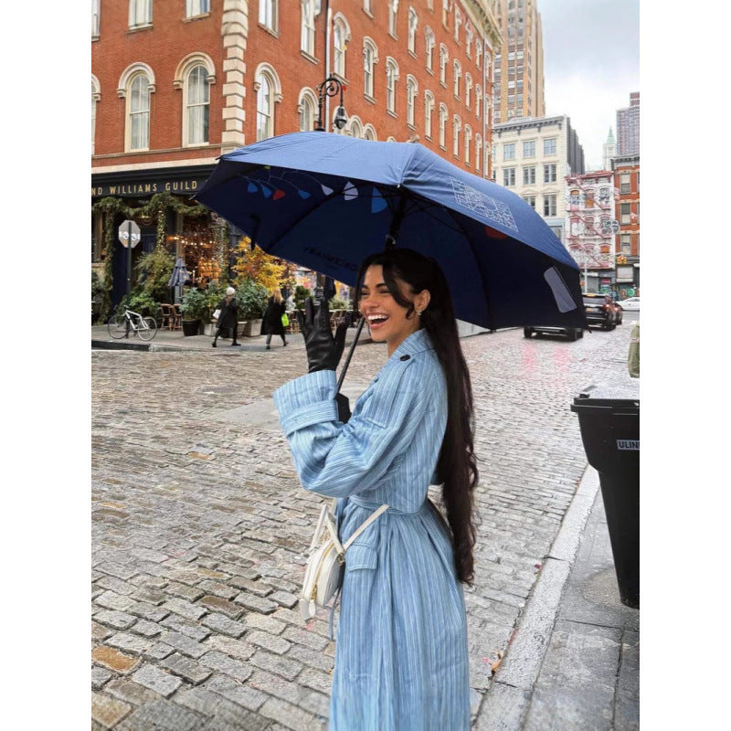 Trench coat for women with striped design and tie belt Lune London