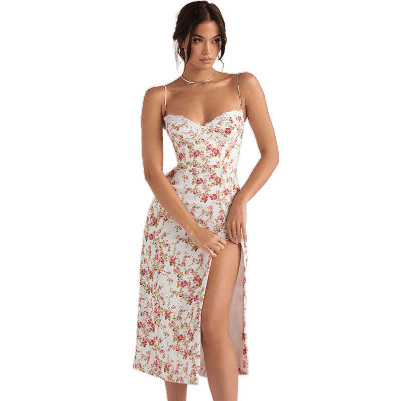 Bodycon dress with floral lace details for women Lune London