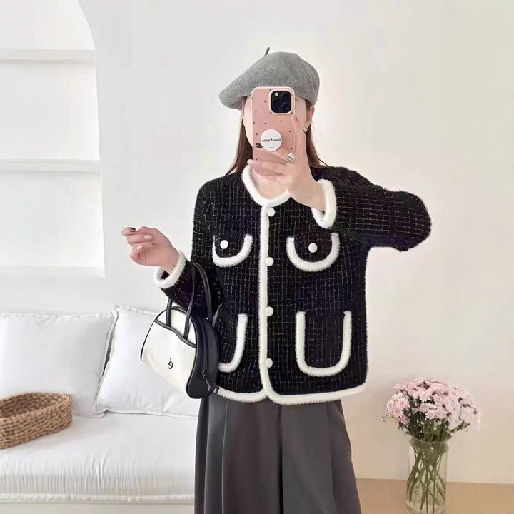 Trendy knit jacket for women with patch pockets and classic cut Lune London