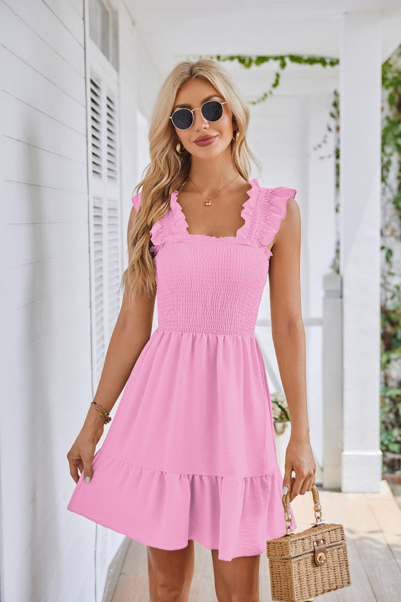 Summer mini dress for women with ruffle details and a fitted cut Lune London