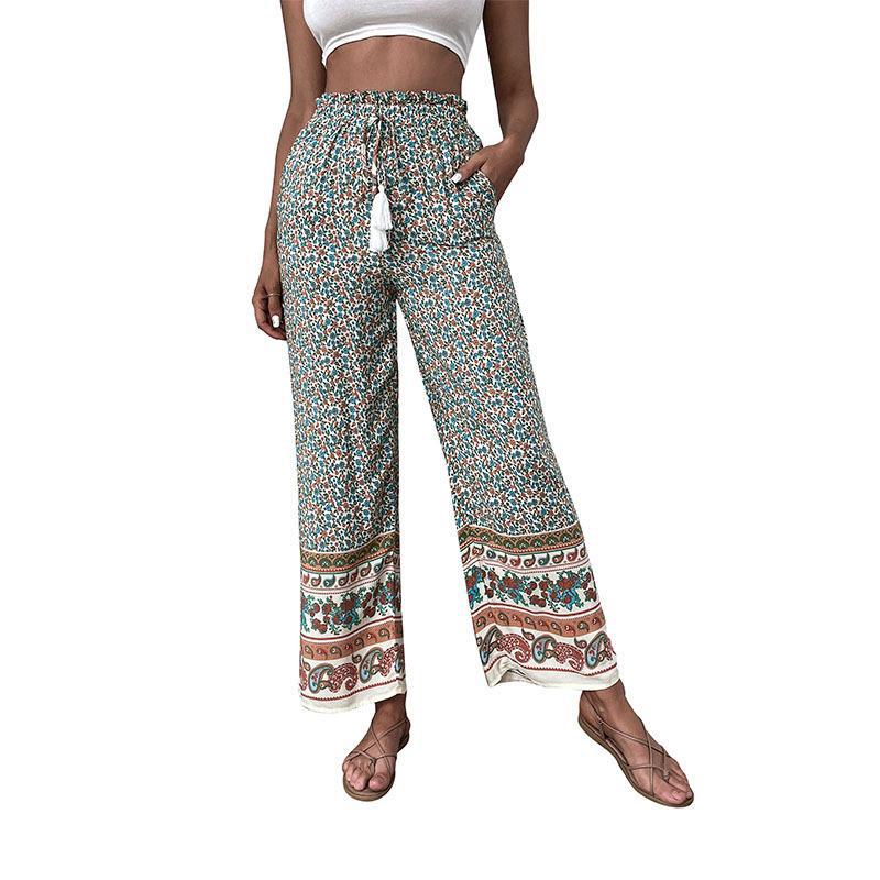 Women Wide Pants Floral Bohemian Lune London