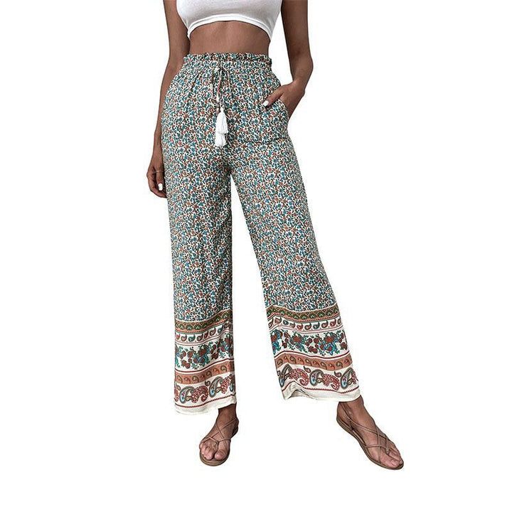 Women Wide Pants Floral Bohemian Lune London