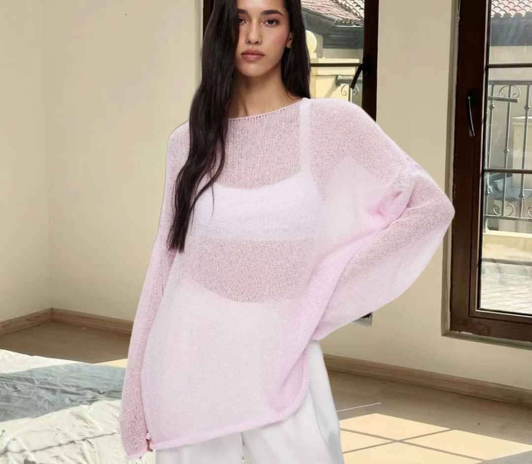 Ladies Loose Fit Knitted Top with Long Sleeves Lune London