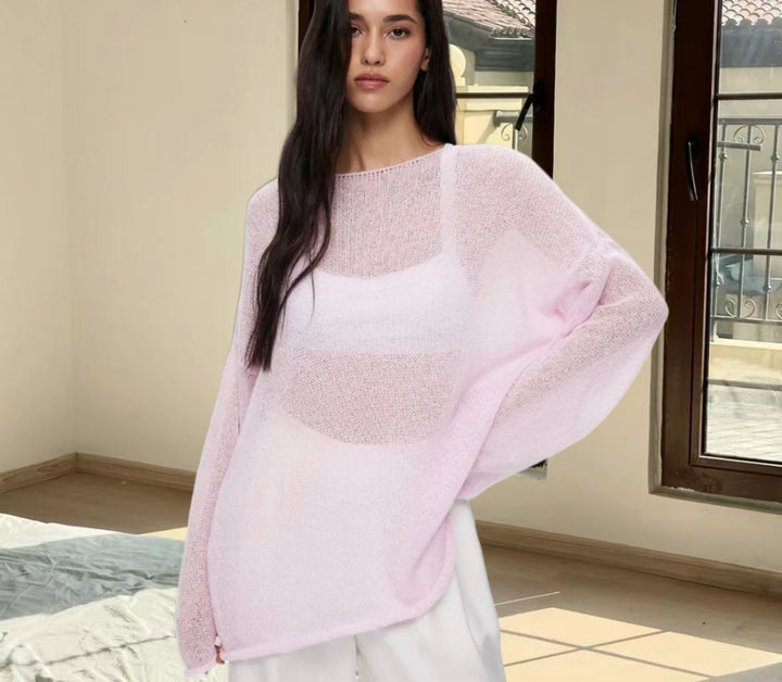 Ladies Loose Fit Knitted Top with Long Sleeves Lune London