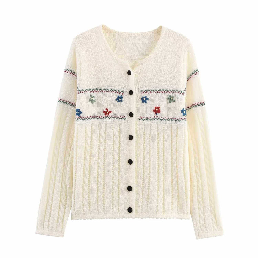 Women's cardigan with floral details and button closure Lune London