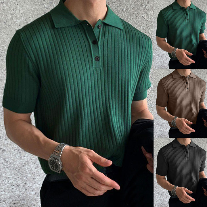 Cotton polo shirt for men with textured ribbed design and elegant collar Lune London