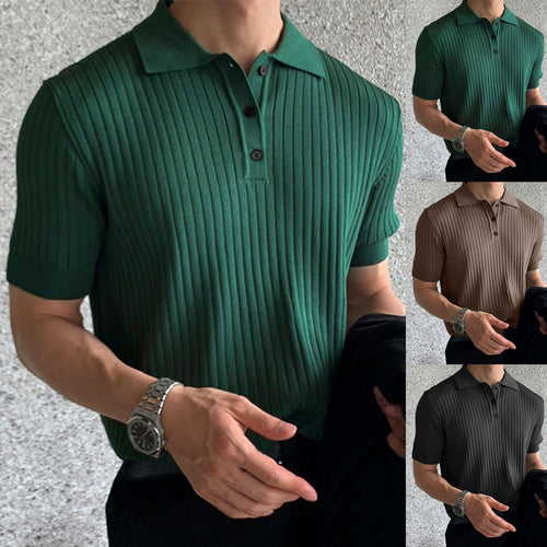 Cotton polo shirt for men with textured ribbed design and elegant collar Lune London