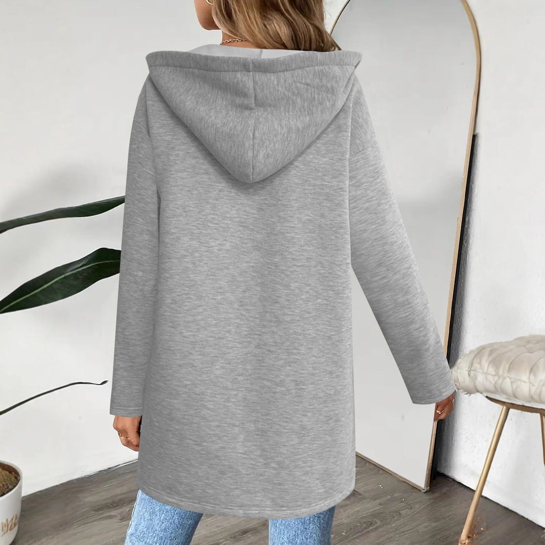 Ladies Long full-zip cardigan with practical pockets Lune London