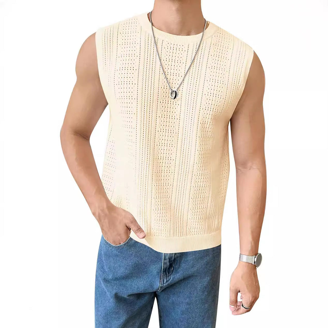 Men's knitted sweater with airy structure and perforated pattern Lune London