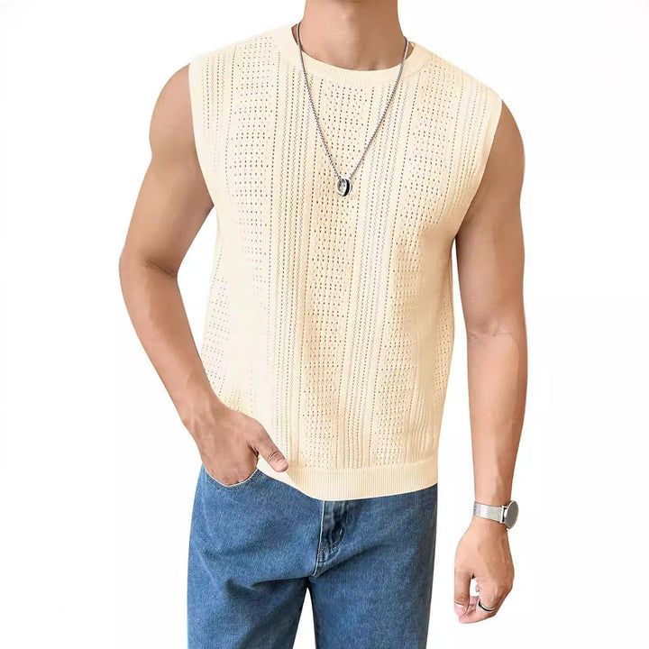 Men's knitted sweater with airy structure and perforated pattern Lune London