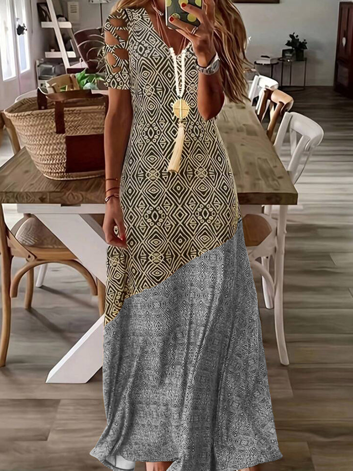Chic Cut-Out Sleeve Bohemian Maxi Dress for Women